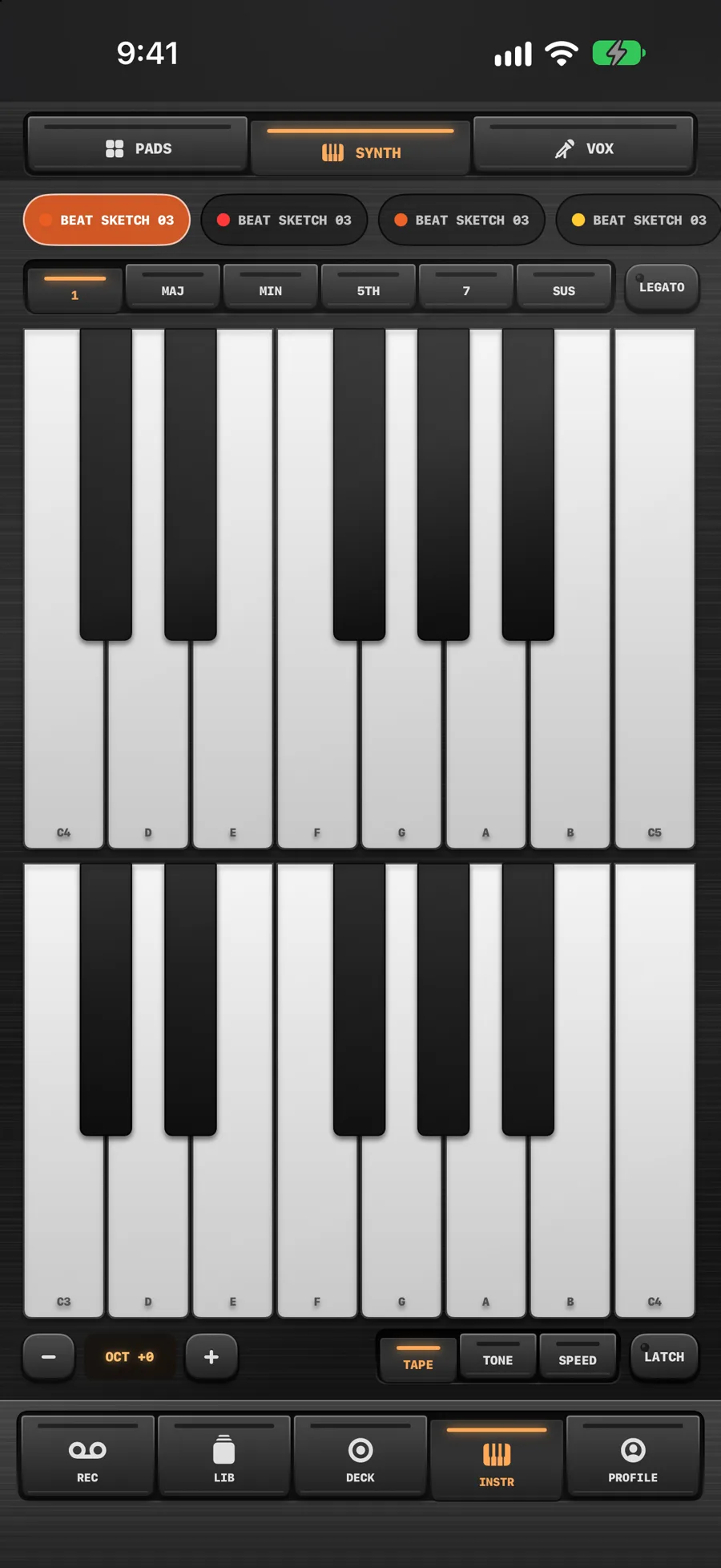 Synth: two octaves of keys